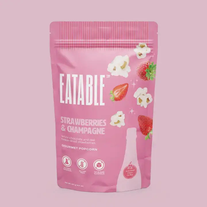 Strawberries & Champagne 🍓 White Chocolate Popcorn