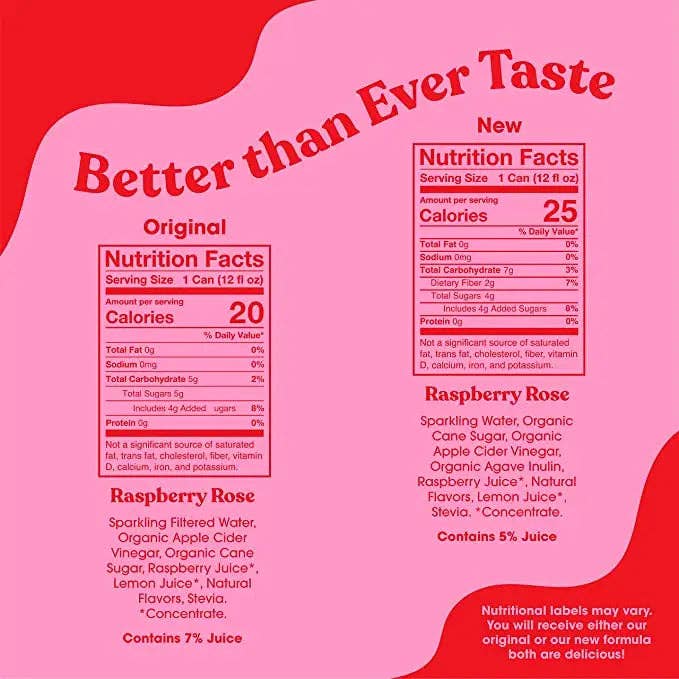 POPPI Sparkling Prebiotic Raspberry Rose Soda, case 12ct