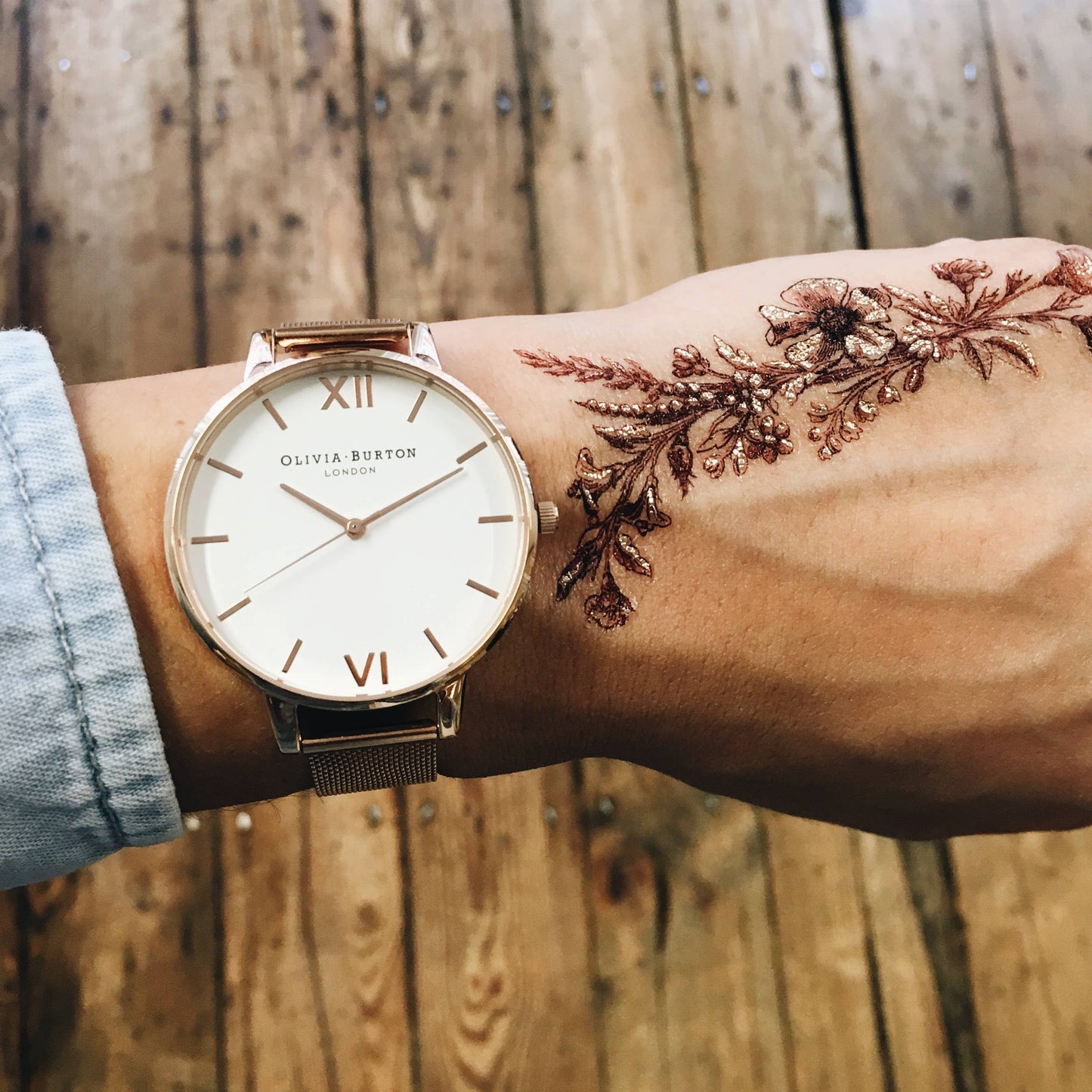 Burgundy Garden Temporary Tattoos Stickers