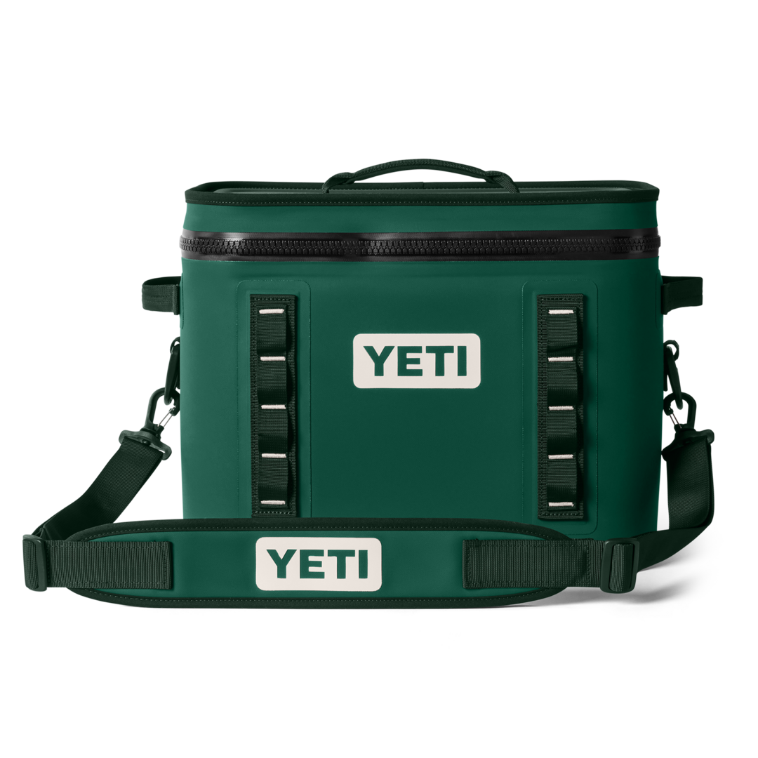 YETI hopper 18 Black Forest Green cooler bag with a white background