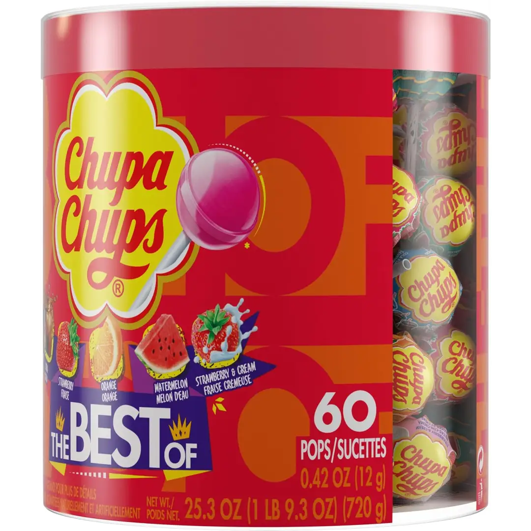 CHUPA CHUPS ASSORTED THE BEST OF 60 COUNT TUB