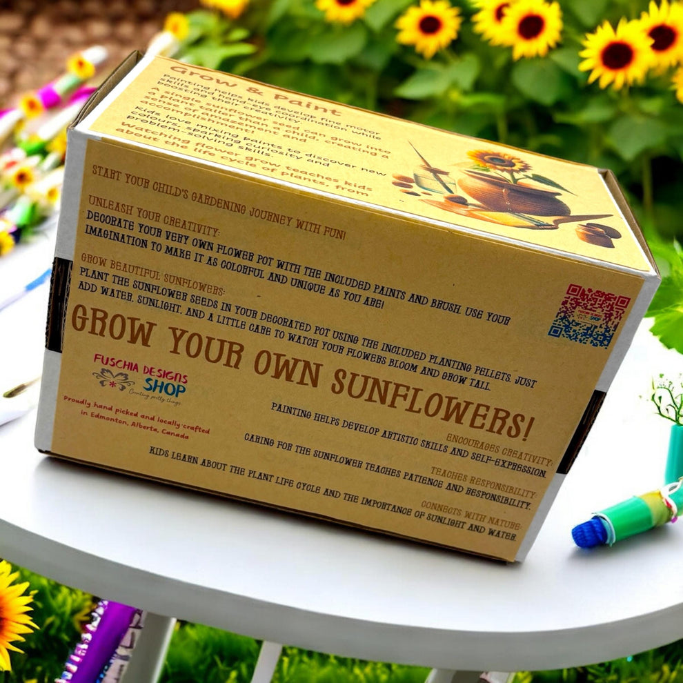 Paint, Plant & Grow DIY Kit with Clay Pot, Sunflower Seeds, Paint Brush, Paint & Soil