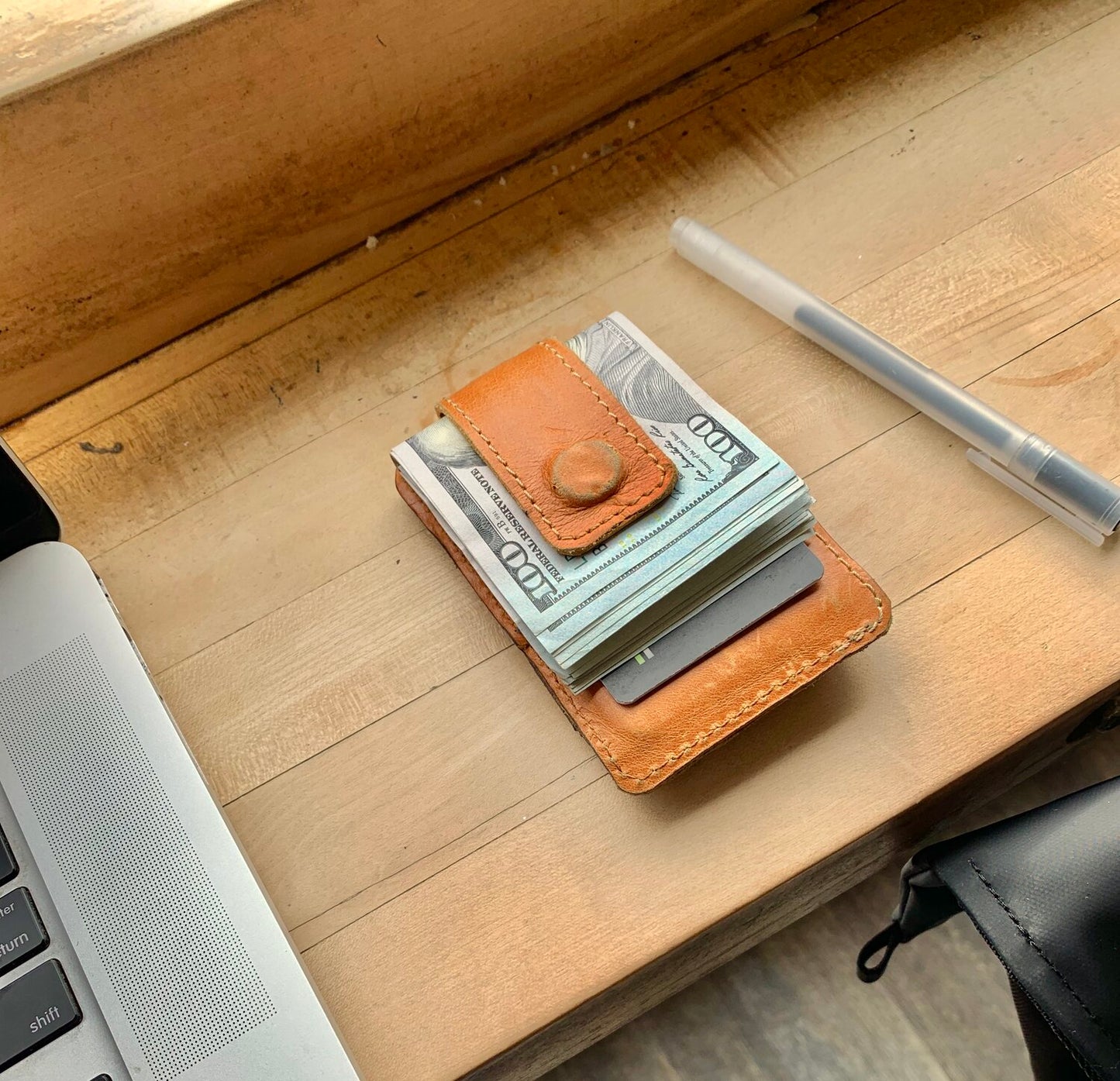 Leather EYOB Magnet Clip Wallet