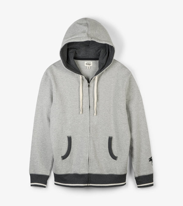 Sweat à capuche zippé Heritage gris chiné pour homme