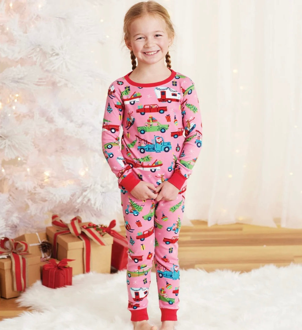 Ensemble de pyjama d'hiver rétro rose pour enfants