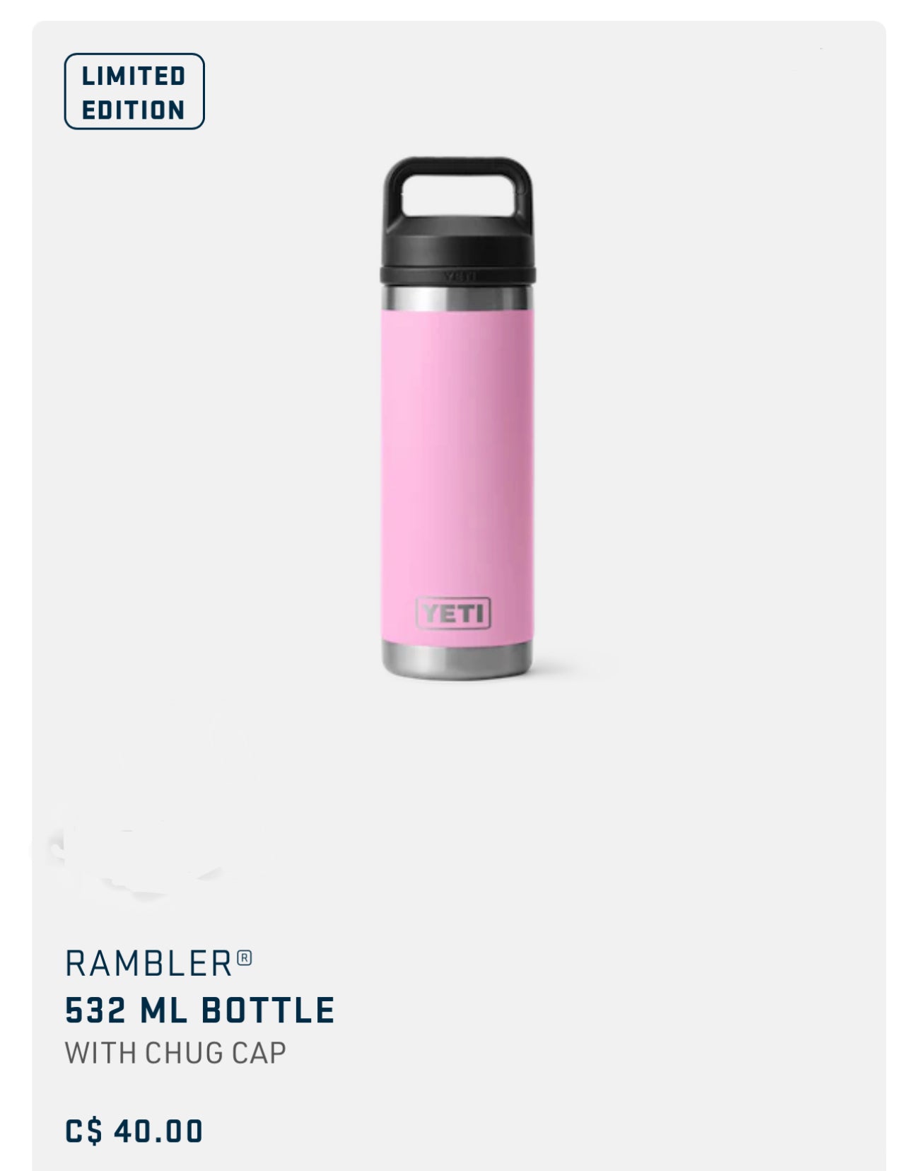 rambler 18 oz 532 ml power pink yeti chug cap 