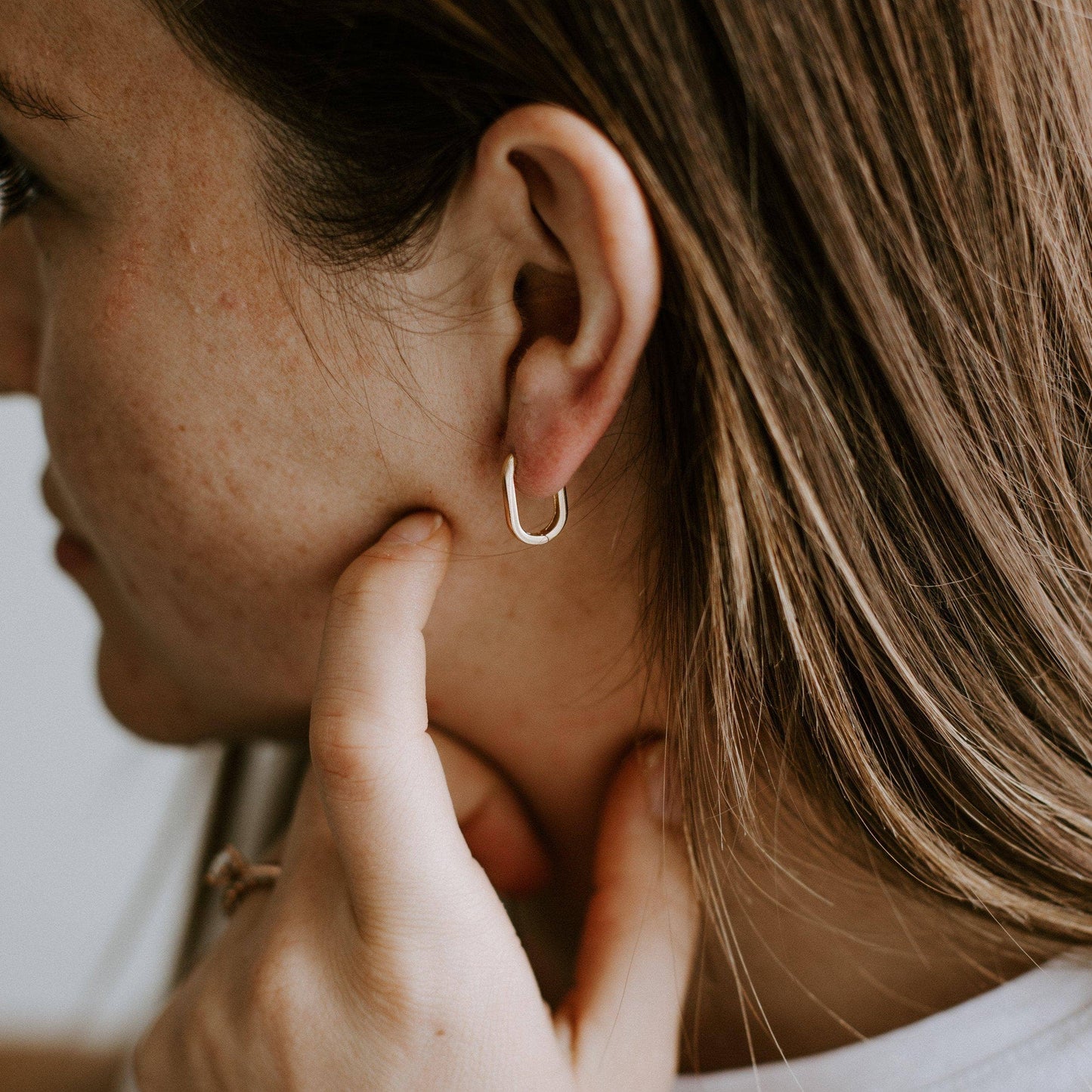 Rectangle Huggie Hoop Earrings