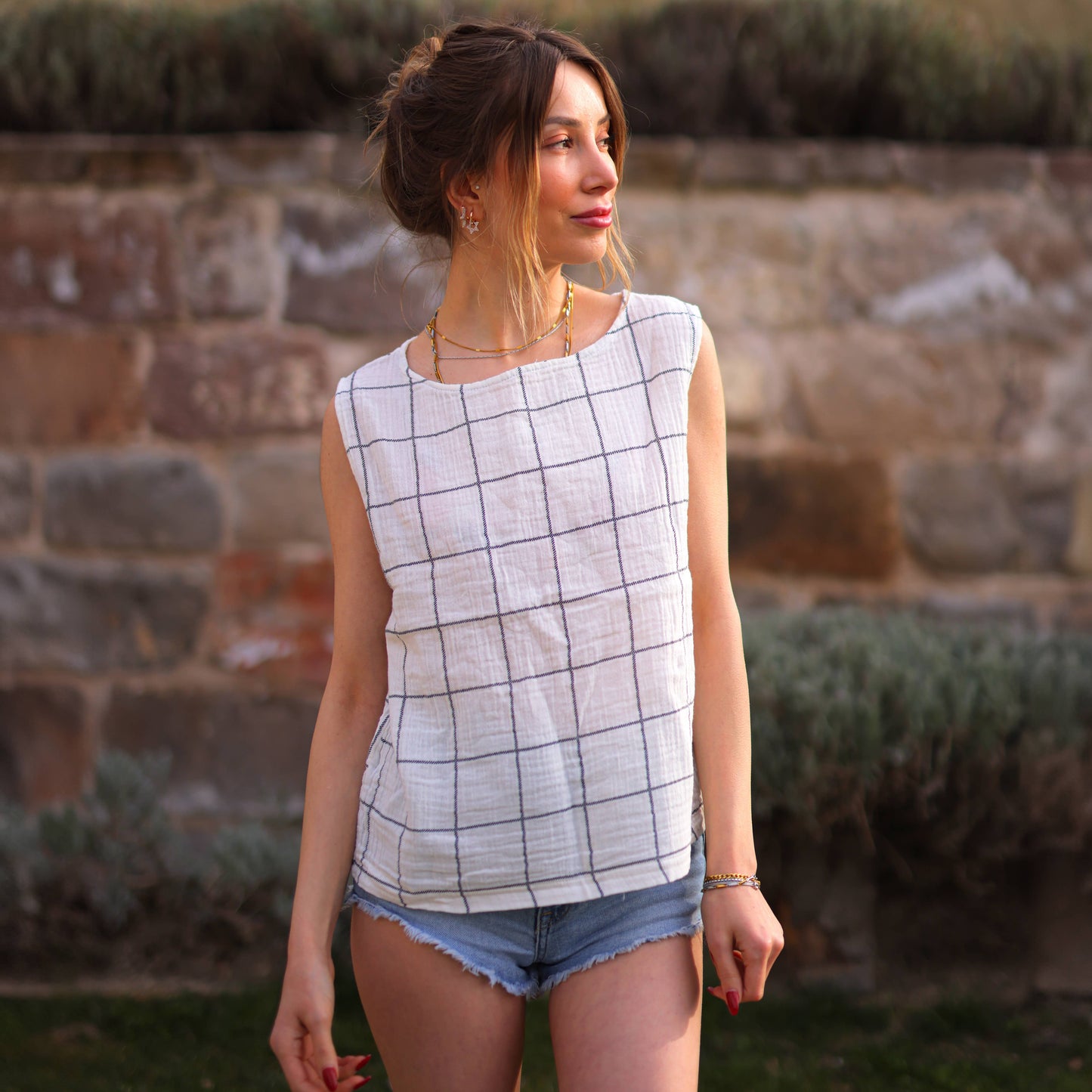 Black Muslin Sleeveless Crop Tank Top