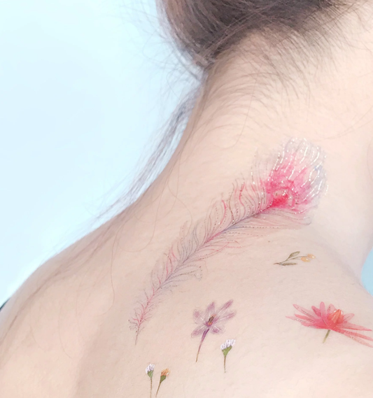 Pink Feathers Temporary Tattoos Stickers