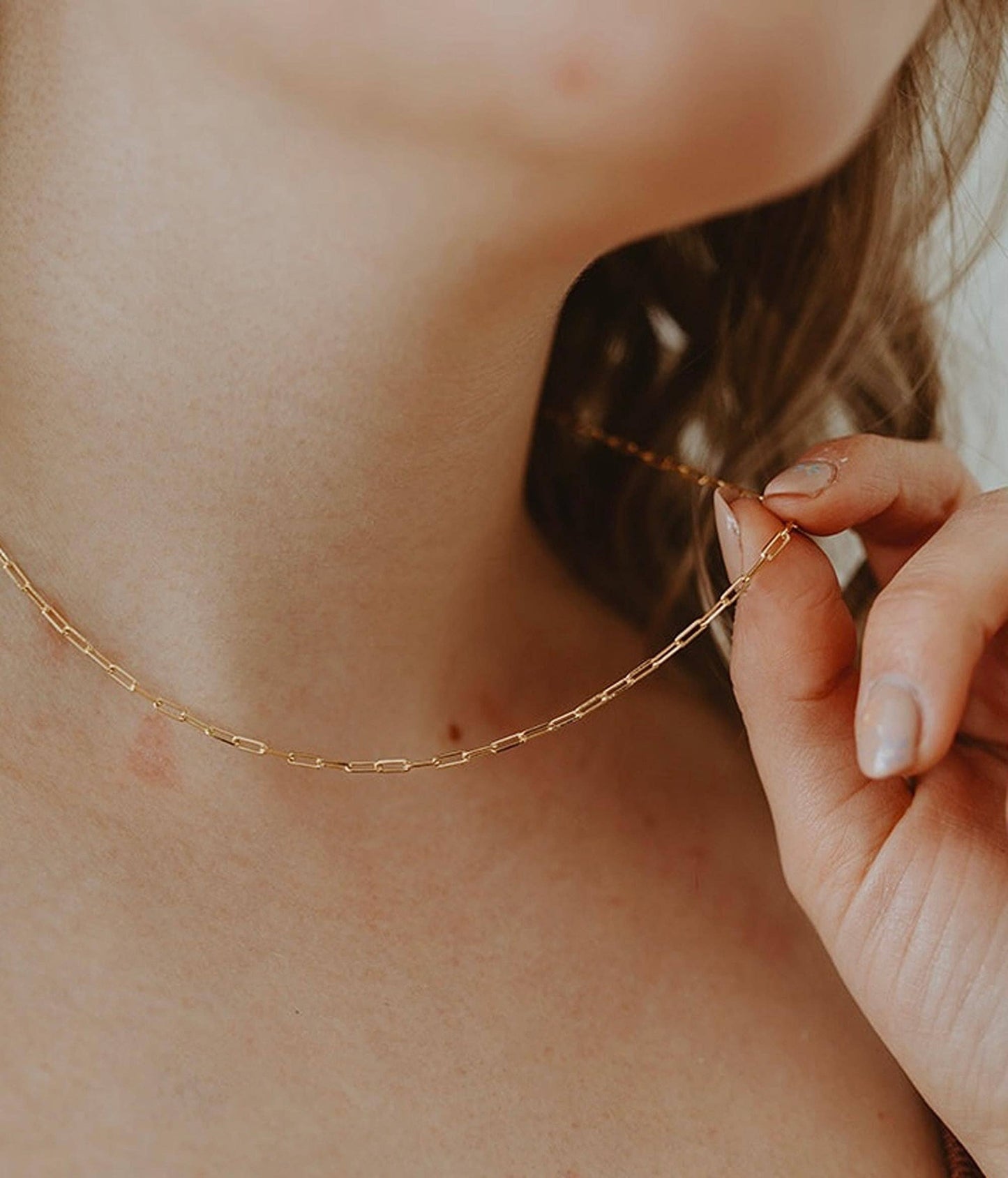 Petite Paperclip Necklace - Gold