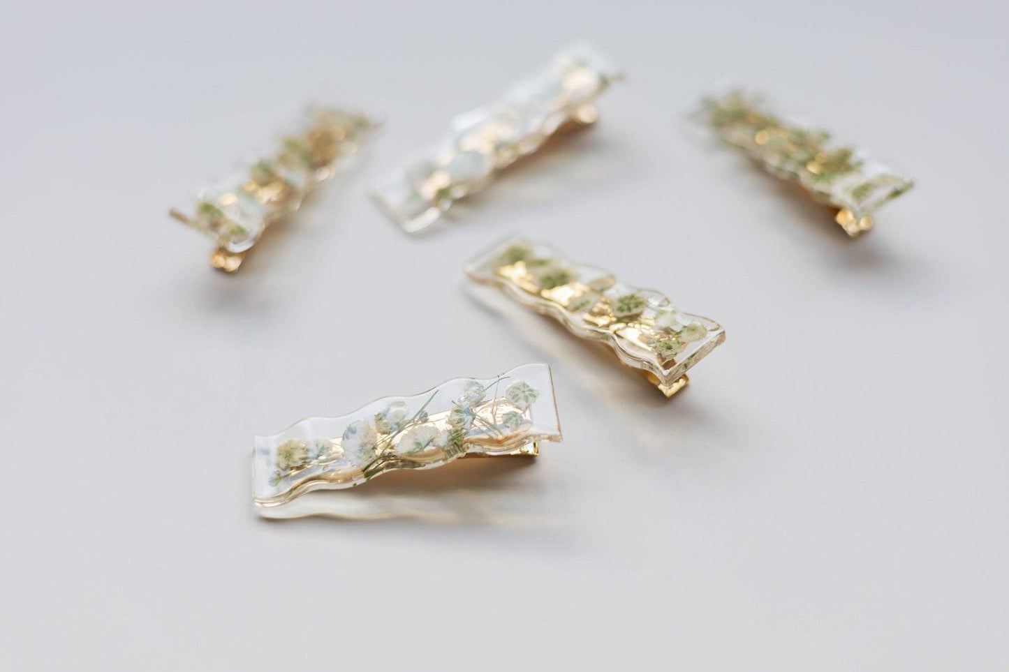 Blue Handmade Flower Barrette - Artisan Made in Montreal by Gibou