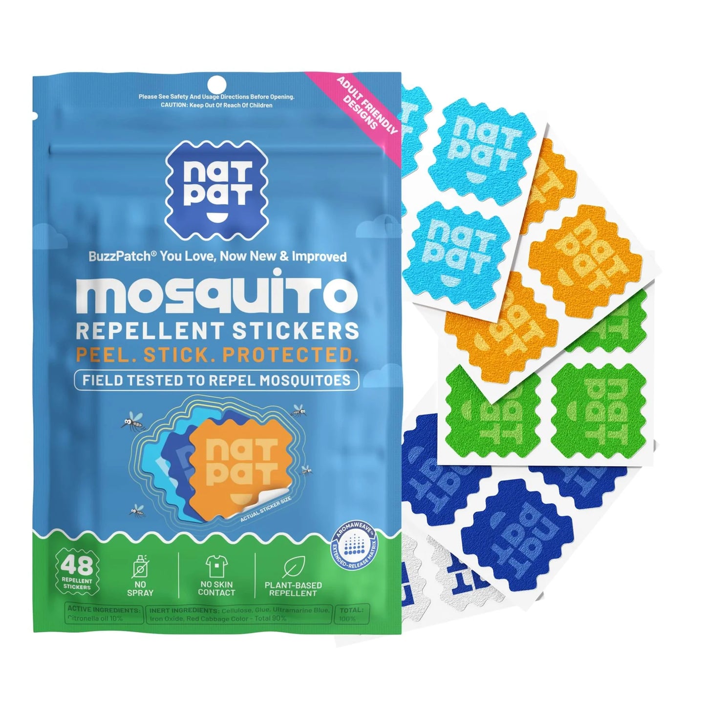 NATPAT Buzzpatch - Mosquito Repellent Stickers 48 pack