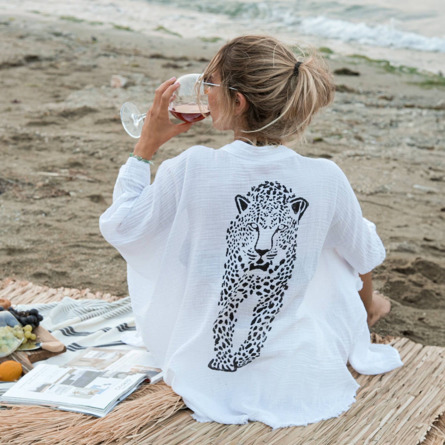 Double Layer Crinkle Cotton Tiger Kimono