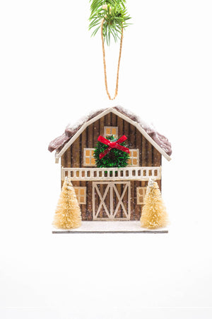 
                
                    Load image into Gallery viewer, Ornament - Brown Hanging LED Barnhouse
                
            