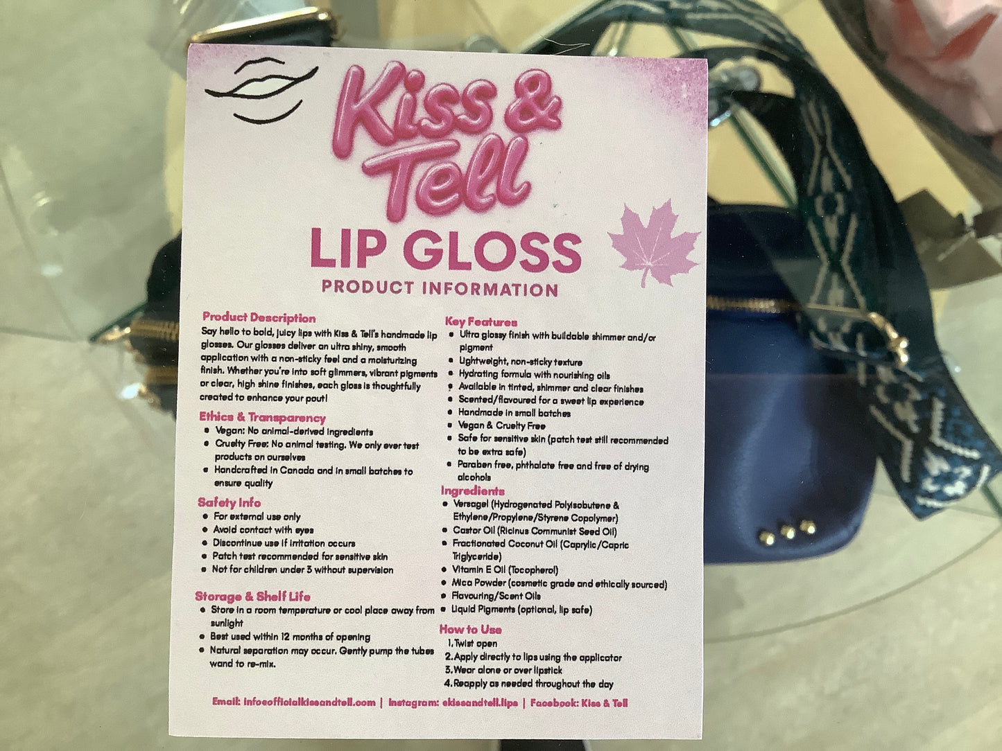 Kiss & Tell handcrafted lip gloss
