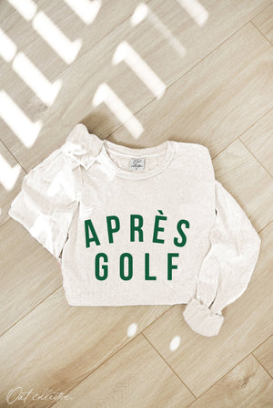 APRES GOLF Mineral Washed Long Sleeve Graphic : CREAM