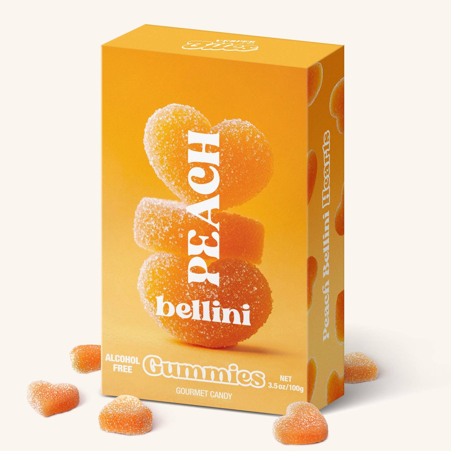 Peach Bellini Gummies, Chewy Candies, Alcohol-Free