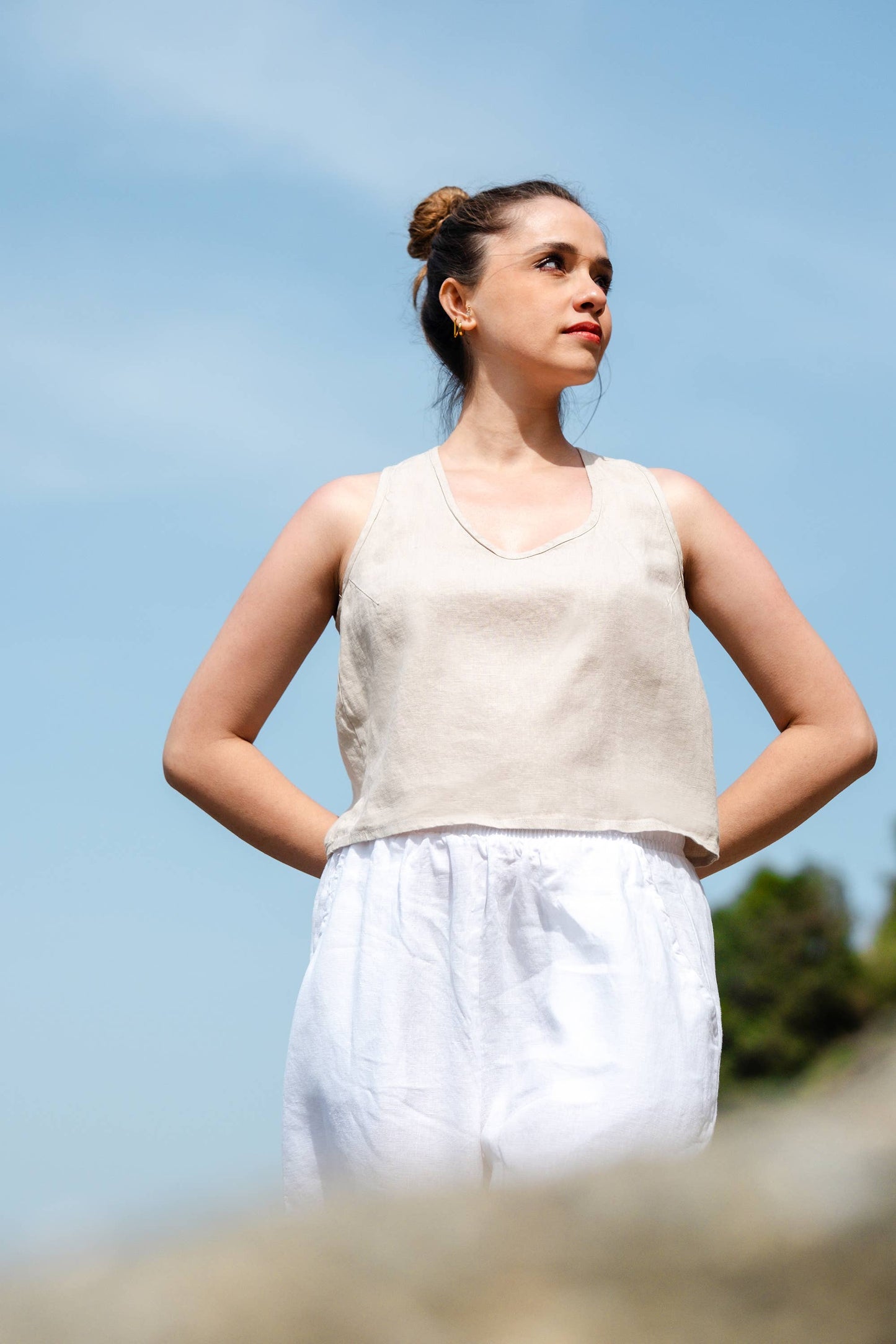 Black Crossed Back Tank Top