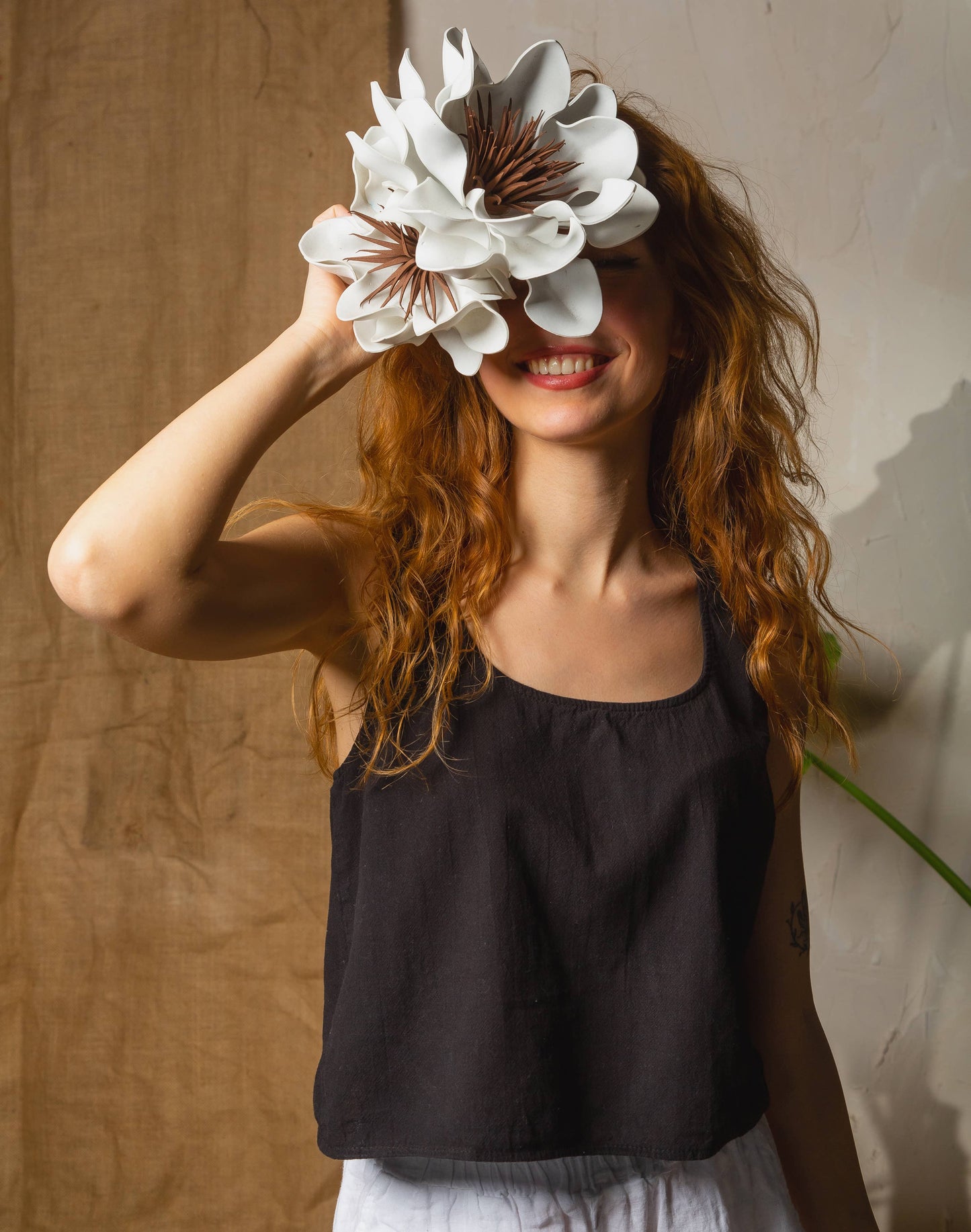 Black Crossed Back Tank Top