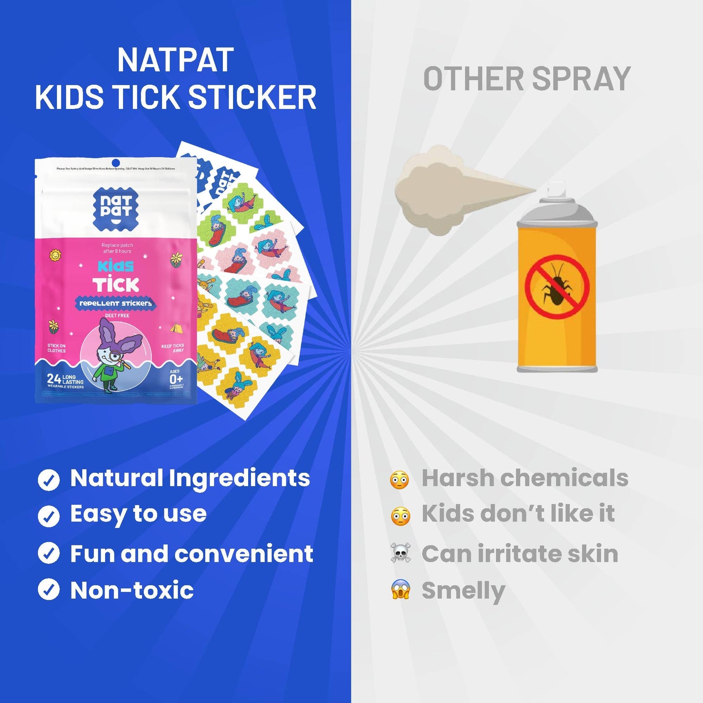 NATPAT Trailpatch - Tick Repellent Stickers for Kids