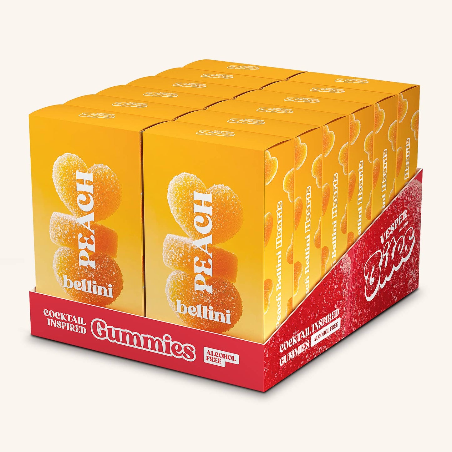 Peach Bellini Gummies, Chewy Candies, Alcohol-Free
