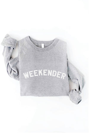 WEEKENDER Graphic Sweatshirt: HEATHER DUST