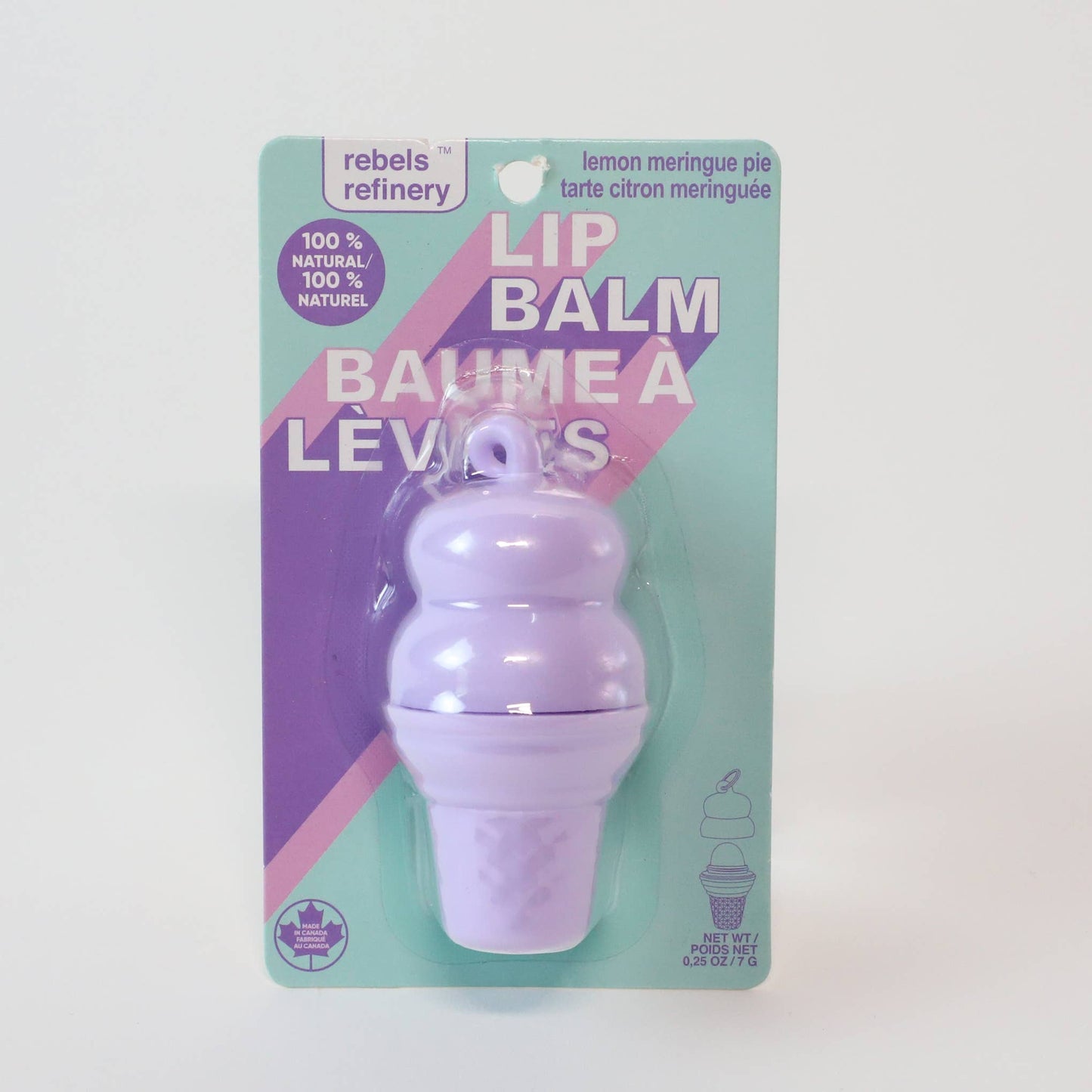 Ice Cream Lip Balm BLISTER 100% Natural: Purple Lemon Meringue / Blister