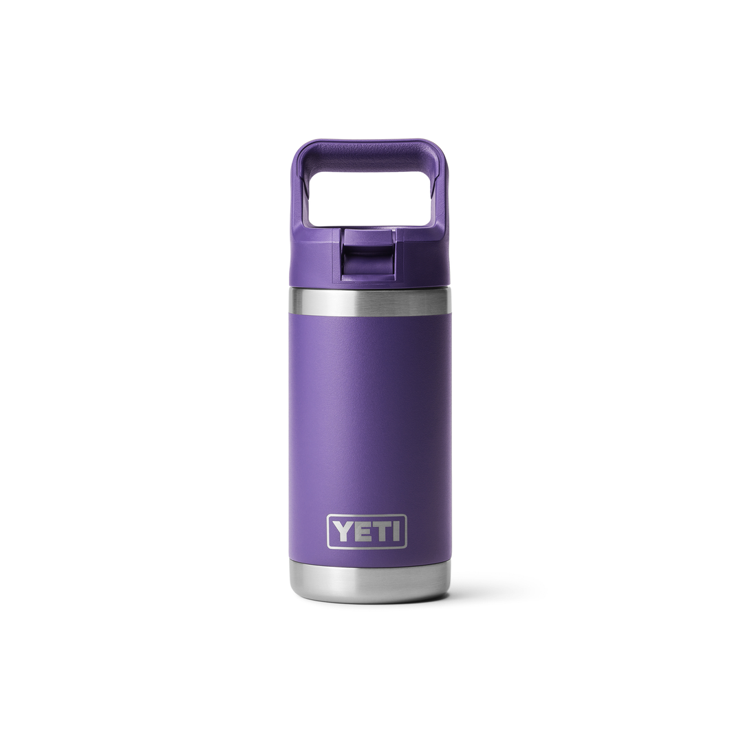 Yeti rambler Junior 12 ounce front view white background peak purple