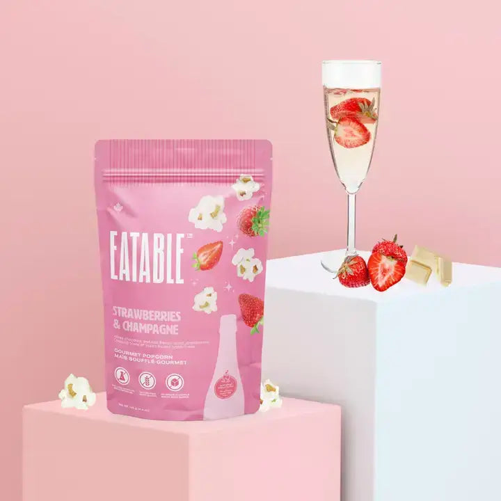 Strawberries & Champagne 🍓 White Chocolate Popcorn