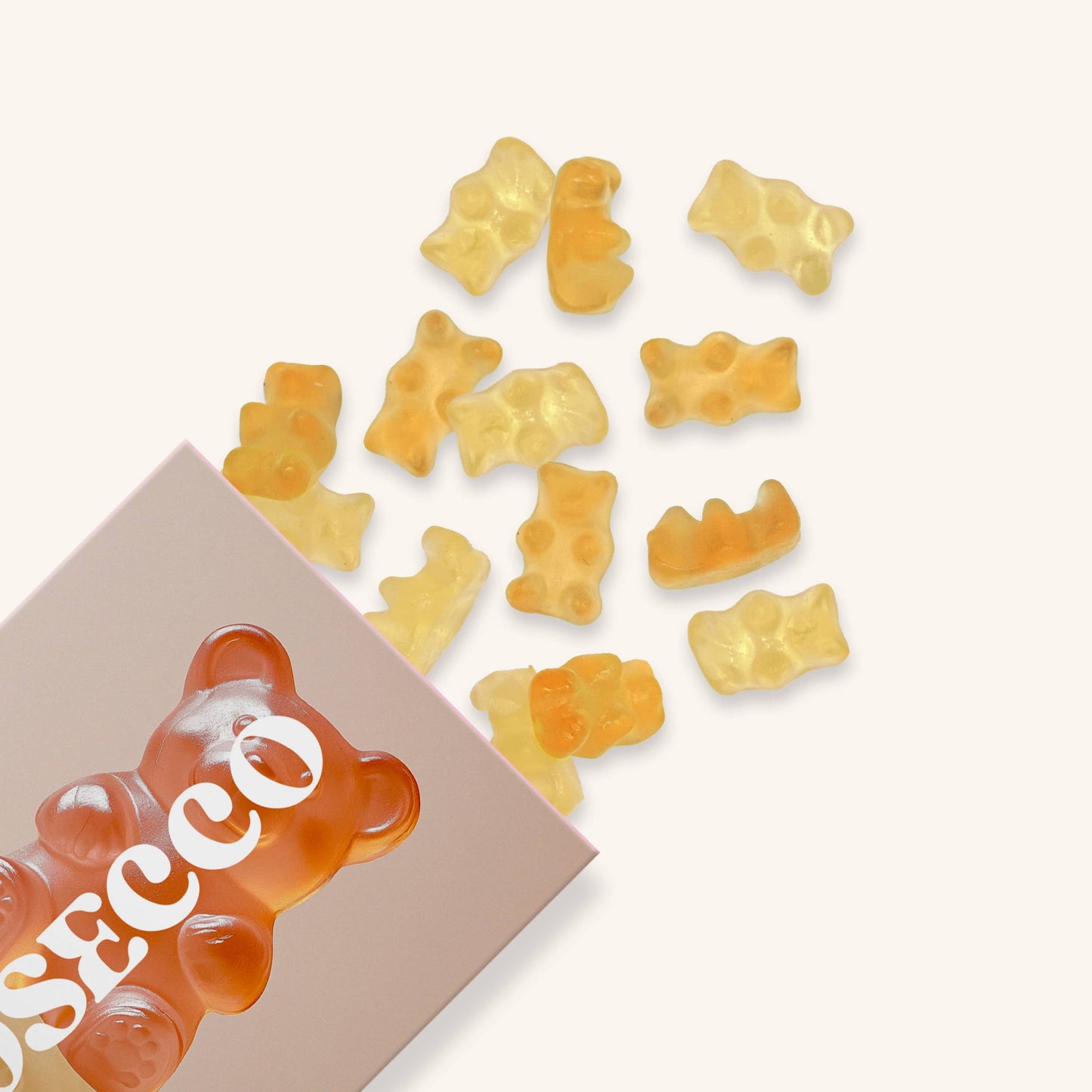 Prosecco Bear Gummies, Chewy Candies, Alcohol-Free