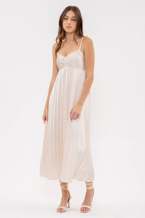 EMPIRE WAIST Satin MIDI DRESS: CHAMPAGNE by Blu Pepper