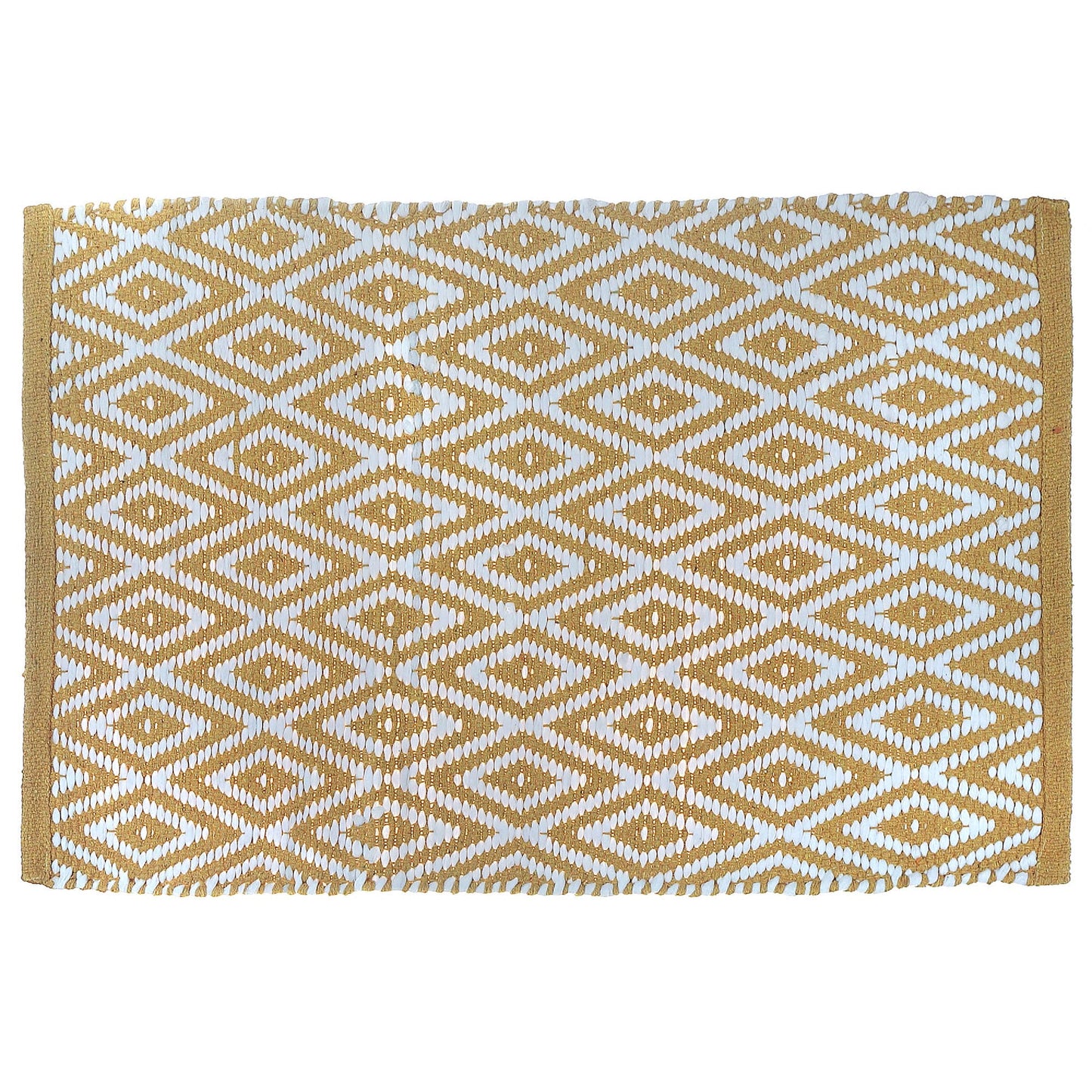 Handwoven Diamond Rug 20" X 32" Gold