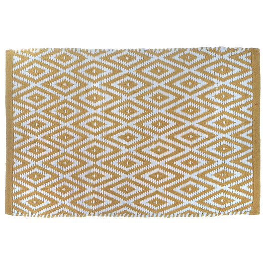 Handwoven Diamond Rug 20" X 32" Gold
