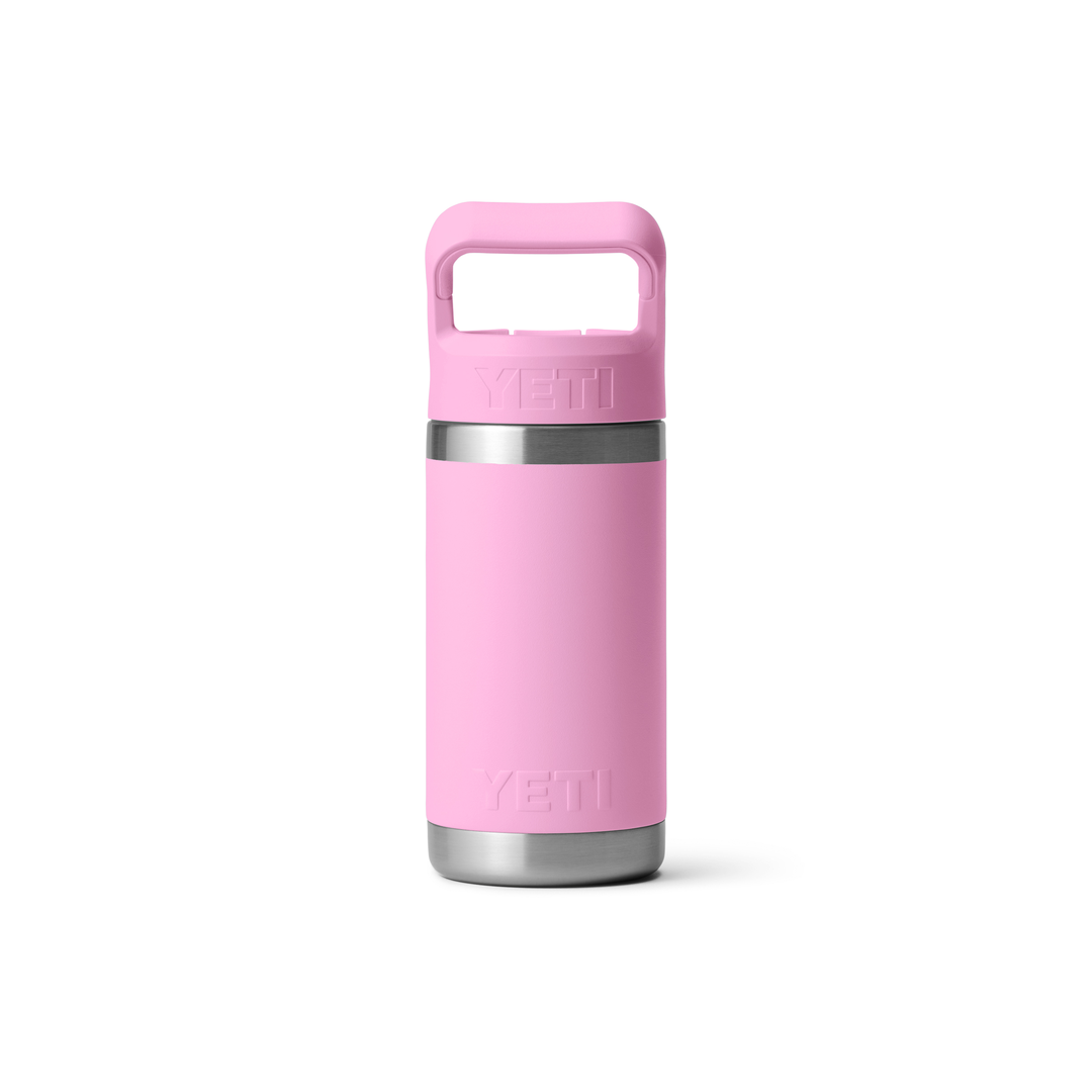 Yeti rambler Junior 12 ounce back  view white background power pink