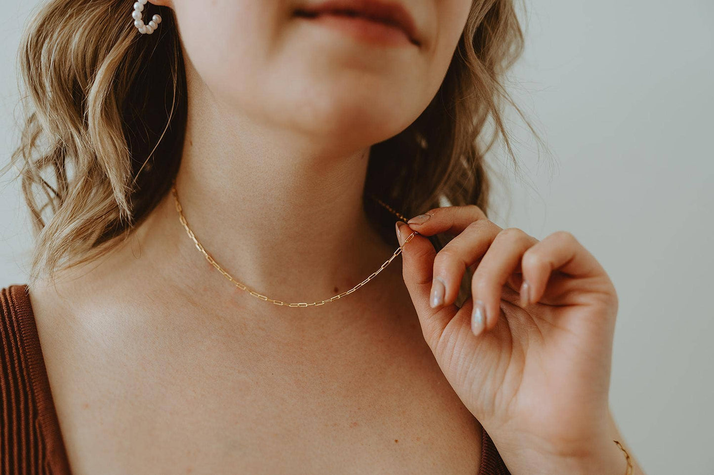 Petite Paperclip Necklace - Gold