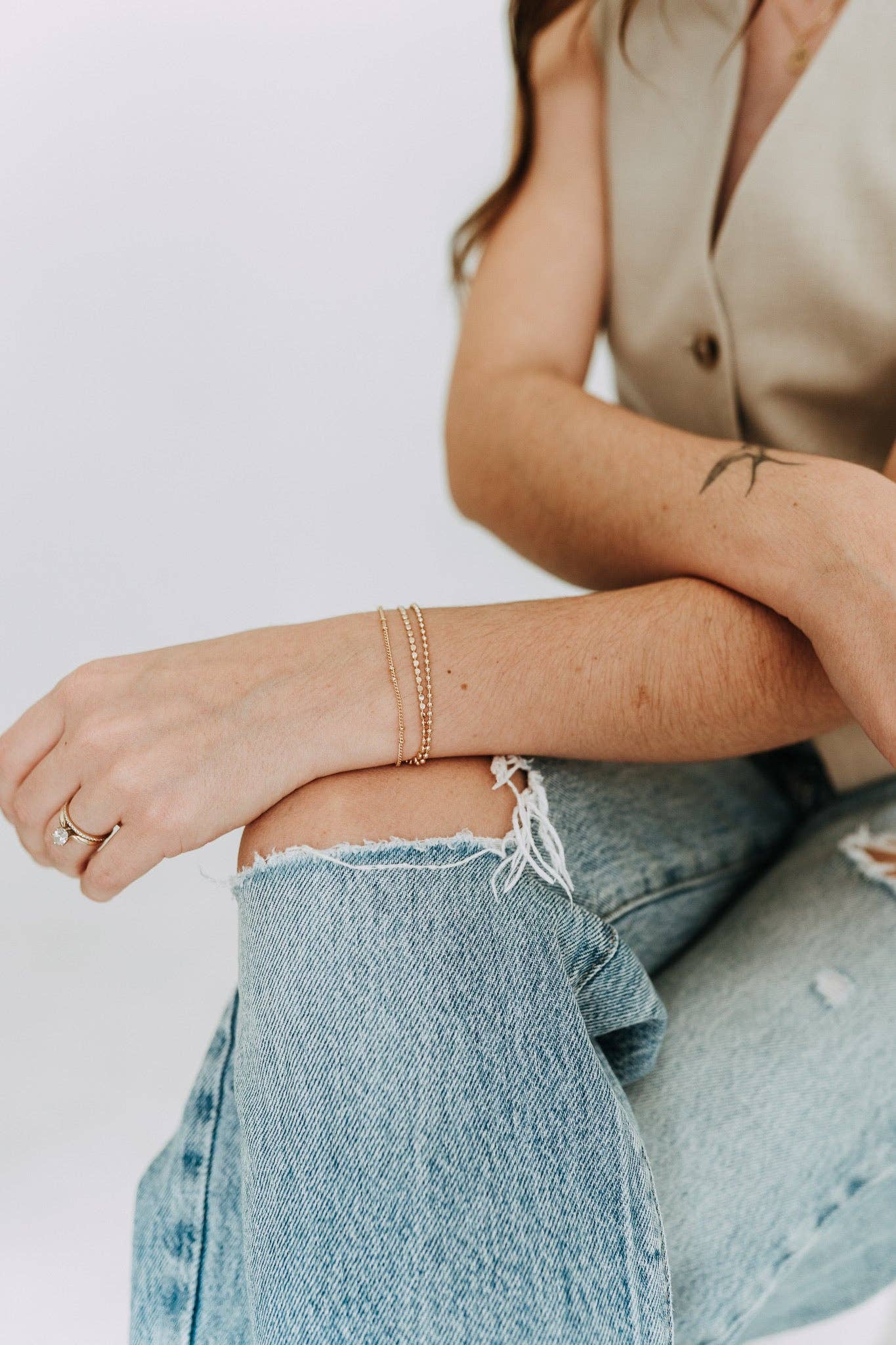 Triple Chain Bracelet Gold Filled Layered Bracelet