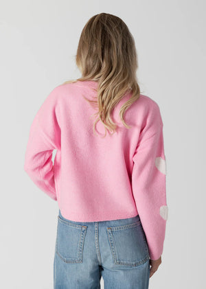 Lyla + Luxe Island Crewneck Sweater with Sherpa Hearts