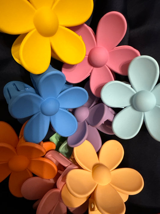 Midsize floral claw clip rate happy spring colours on trend well made soft Matt finish