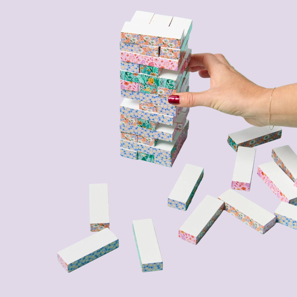 Floral tumble tower game 