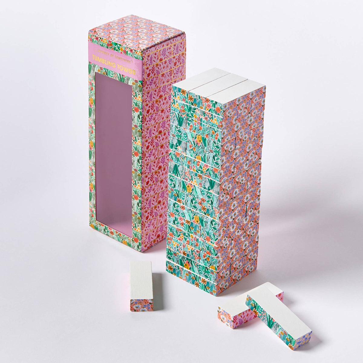 Floral tumbling tower game