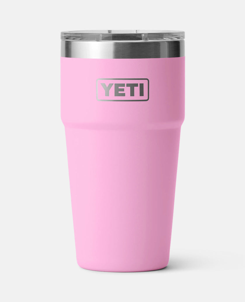 YETI rambler  16 ounce oz pint stackable  power pink thermal cup mag slider lid on white background 