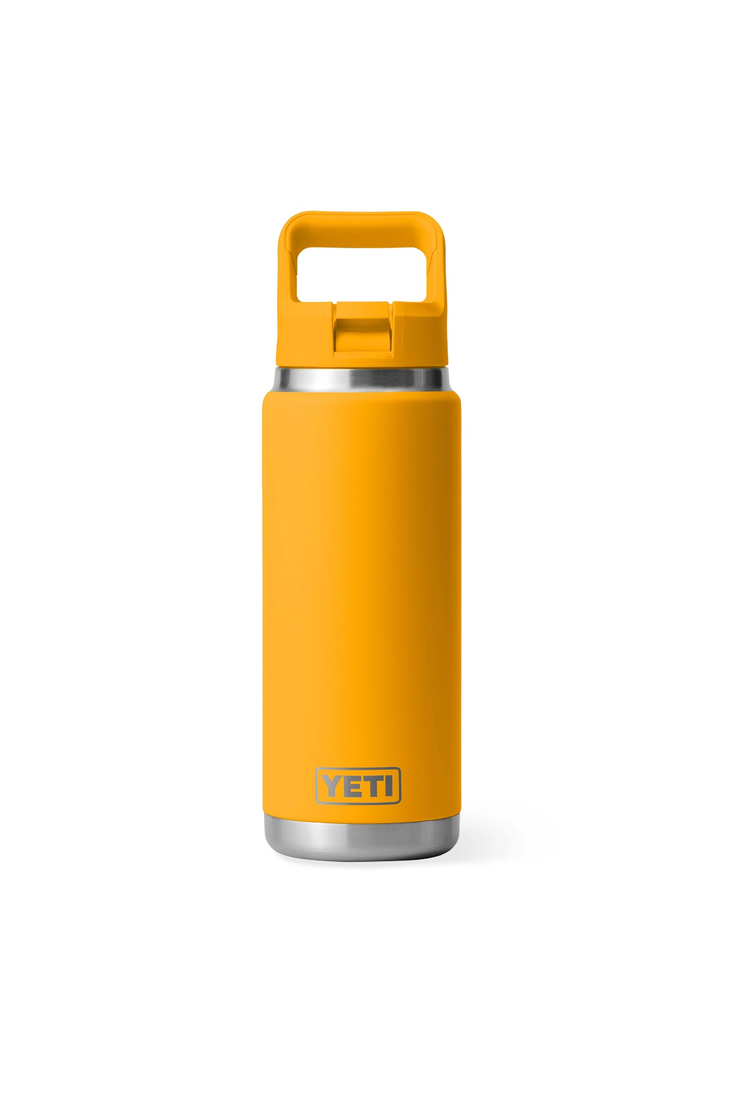 YETI Rambler 26 oz straw bottle in beekeeper yellow - full  - view showing insulated bottle with color - matched - straw - lid