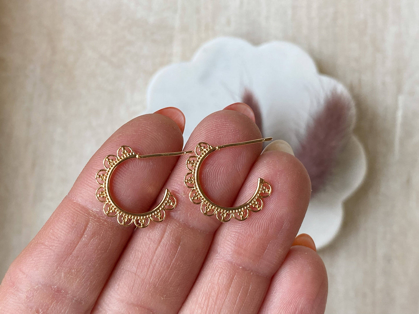 Lace hoop earrings holiday party