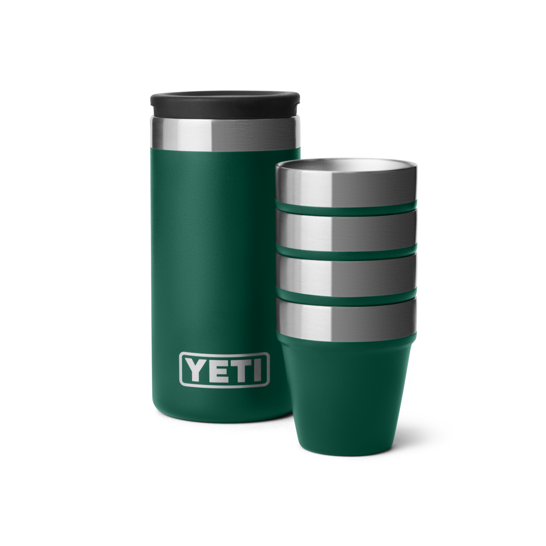 The-county-emporium-YETI_WHSL_studio_drinkware_Rambler_Shot_Glass_Black_Forest_Green_Front_Case_Stack