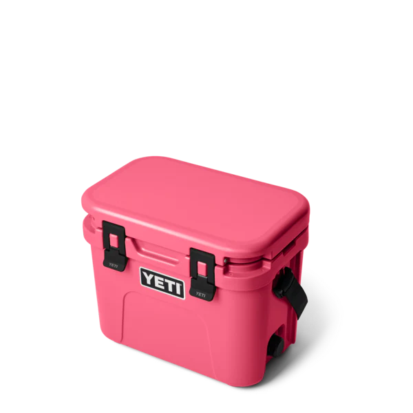  YETI 15 roadie tropical pink roadie cooler on a white background