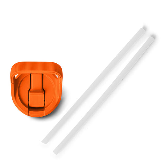 Yeti bottle king crab Orange straw lid and white straw on a white background