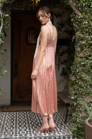 EMPIRE WAIST Satin MIDI DRESS: CHAMPAGNE by Blu Pepper