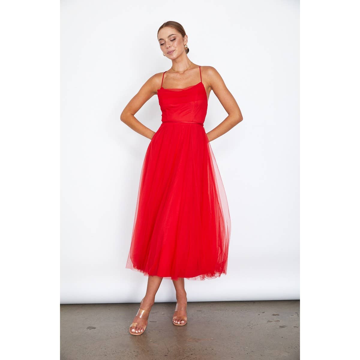 Red Tulle Ballerina MIDI Dress