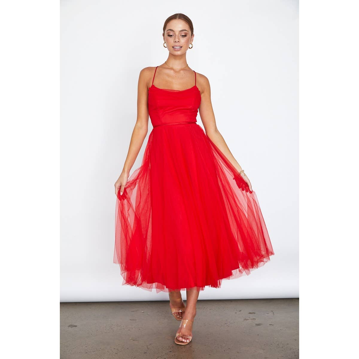 Red Tulle Ballerina MIDI Dress