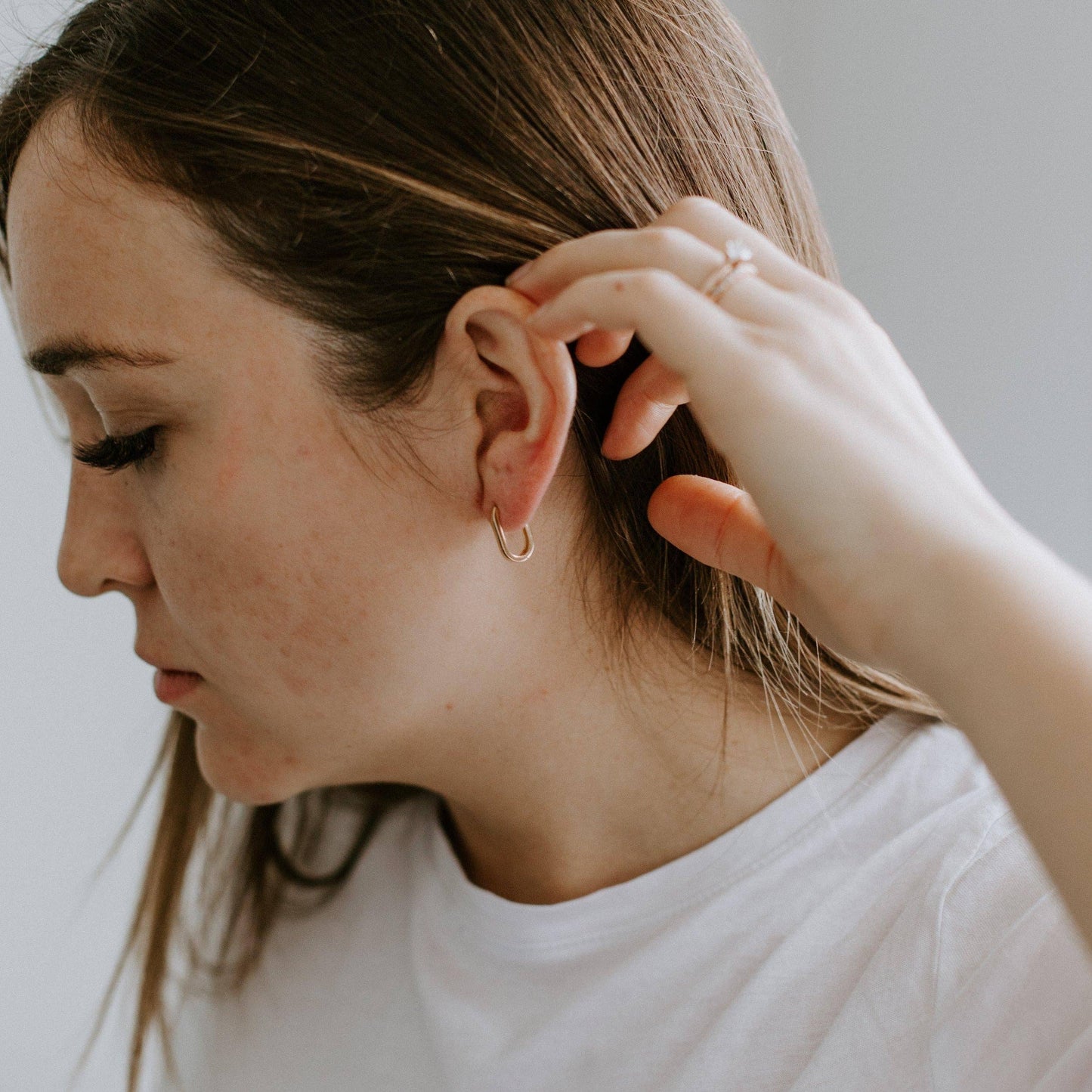 Rectangle Huggie Hoop Earrings